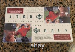 2001 Upper Deck Golf Rack Pack Box + Tiger Woods Rookie 1 21 & 51 PSA 9 MINT