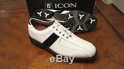 2014 Footjoy FJ ICON Mens Golf Shoes 52070 NEW White/Black 9.5M New withBox