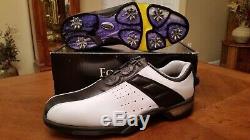 2014 Footjoy Reelfit Boa Mens Golf Shoes 53791 NEW Wh-Blk 10.5M Mint With Box