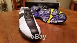 2014 Footjoy Reelfit Boa Mens Golf Shoes 53791 NEW Wh-Blk 10.5M Mint With Box