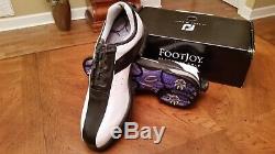 2014 Footjoy Reelfit Boa Mens Golf Shoes 53791 NEW Wh-Blk 10.5M Mint With Box