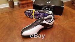 2014 Footjoy Reelfit Boa Mens Golf Shoes 53791 NEW Wh-Blk 10.5M Mint With Box