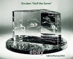 BIG 7lb NEW in BOX STEUBEN glass GOLF THE GAME engraved ornament putter PGA LIV