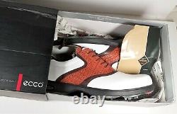 Ecco Men's Golf Shoes Gore-Tex, Size 11-11.5 White + Brown Bamboo NEW Tags+ Box