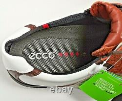 Ecco Men's Golf Shoes Gore-Tex, Size 11-11.5 White + Brown Bamboo NEW Tags+ Box