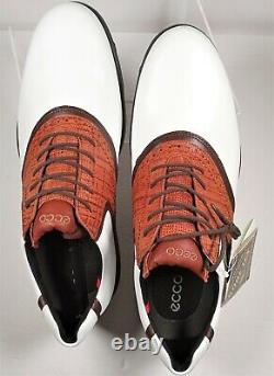 Ecco Men's Golf Shoes Gore-Tex, Size 11-11.5 White + Brown Bamboo NEW Tags+ Box