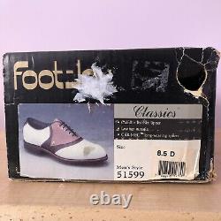 FootJoy Classics White Leather & Brown V-saddle golf shoes Men's 8.5D NEW in Box