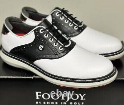 FootJoy Traditions Spikeless Leather Golf Shoes White/Black Size 9.5 NEW in Box`