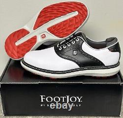 FootJoy Traditions Spikeless Leather Golf Shoes White/Black Size 9.5 NEW in Box`