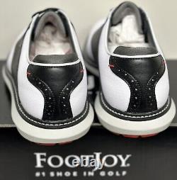 FootJoy Traditions Spikeless Leather Golf Shoes White/Black Size 9.5 NEW in Box`