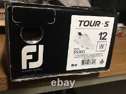 Footjoy Tour-S 55300 White/green Golf Shoes Sz 12 Wide New With Box