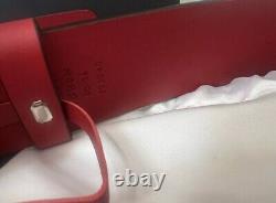 GUCCI NEW belt Withdust Bag Box Bag red double G buckle Sz 90. 36 Inches 100% Aut