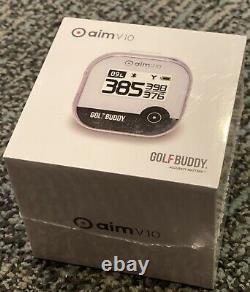 Golf Buddy Aim V10 Golf GPS Rangefinder Chrome / Black NEW in Box #62660