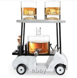 Golf Cart Decanter with 2 Whiskey Glasses A MUST SEE! BRAND NEW IN BOX