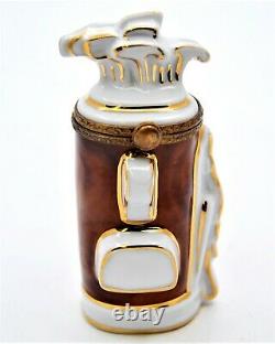 Hand Crafted French Limoges Golf Bag Trinket Box. Amazingly Done by Artist