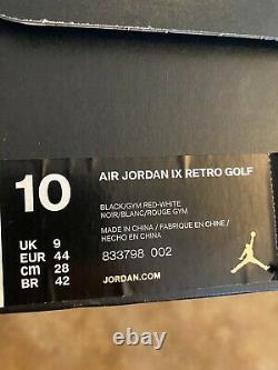 Jordan 9 IX Retro Golf Cleat Bred Size 10 New In Box