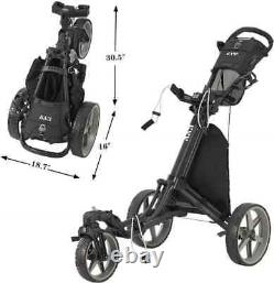 KVV 3Wheel 360 Rotating Front Wheel Foldable/Collapsible Golf Push Cart Open Box