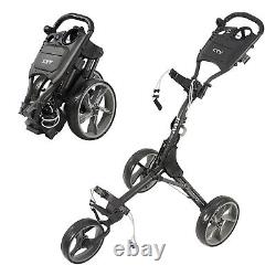 KVV Gray 3 Wheel Golf Push Cart Ultra Lightweight Smallest Folding Size, Open Box