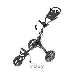 KVV Gray 3 Wheel Golf Push Cart Ultra Lightweight Smallest Folding Size, Open Box