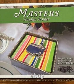 Masters Golf Augusta National Silver Napkin Box Weight & Caspari Cocktail Napkin