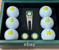 Masters Golf Leather Decorative Box Balls Divot Tool Ball Marker Augusta