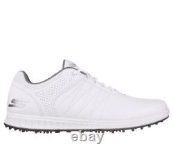 NEW Mens SKECHERS GO GOLF PIVOT White Gray LEATHER Shoes AUTHENTIC IN BOX