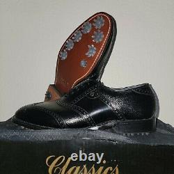 NEW in Box FootJoy Classics Black Leather Brogue wingtip golf shoes Men's 9.5D