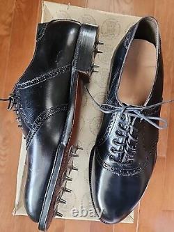 New 1960's Foot Joy Classics Golf Shoes with cleats, Black Made In USA, In Box