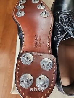 New 1960's Foot Joy Classics Golf Shoes with cleats, Black Made In USA, In Box