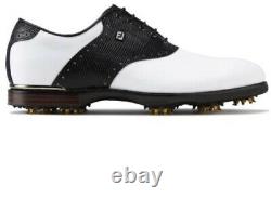 New In Box Footjoy Icon Black Golf Shoes Uk10 Wide Fit White/Black Lizard 52007K