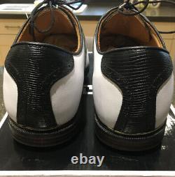 New In Box Footjoy Icon Black Golf Shoes Uk10 Wide Fit White/Black Lizard 52007K