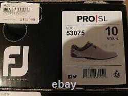 New In Box Men's Footjoy Pro Sl Golf Shoes, Size 10 M (53075)
