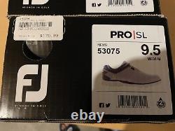 New In Box Men's Footjoy Pro Sl Golf Shoes, Size 9.5 M (53075)