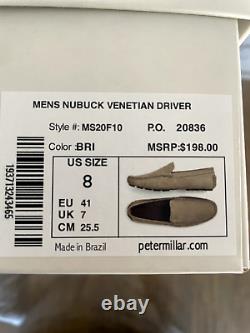 New In Box Men's Peter Millar Nubuck Venetian Driver, Beige, Size 8 (mf20f10)