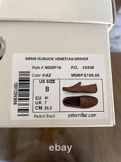 New In Box Men's Peter Millar Nubuck Venetian Driver, Brown, Size 8 (mf20f10)