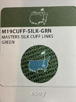 New! Masters Silk Green Cuff links Augusta National Golf Club In Box