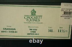 New With Box Crockett & Jones 11.5 D 10.5 Granada Merton Loafer Tan Golf Grain