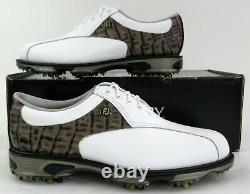 New With Box! FootJoy DryJoys Tour Golf Shoes White/Slate Croc Embossed Sz 7M