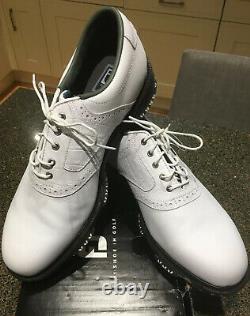 New With Box Footjoy Dryjoys Tour Golf Shoes White/White Croc Size UK 11 M