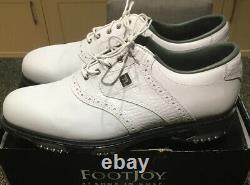 New With Box Footjoy Dryjoys Tour Golf Shoes White/White Croc Size UK 11 M