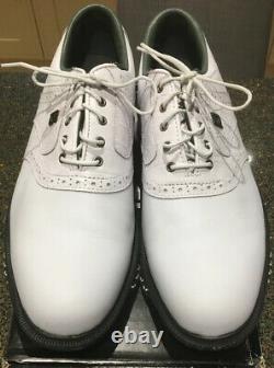 New With Box Footjoy Dryjoys Tour Golf Shoes White/White Croc Size UK 11 M