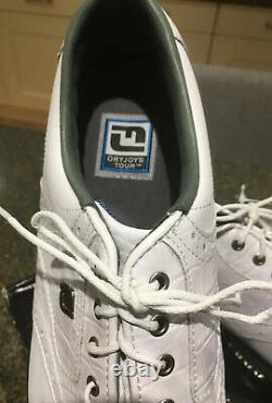 New With Box Footjoy Dryjoys Tour Golf Shoes White/White Croc Size UK 11 M