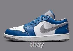 Nike Air Jordan 1 Low True Blue Grey White Shoes Men 553558-412 (GS) 553560-412