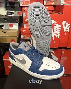 Nike Air Jordan 1 Low True Blue Grey White Shoes Men 553558-412 (GS) 553560-412