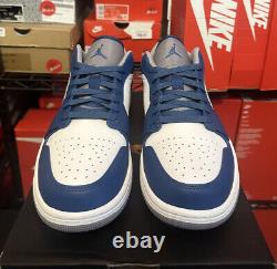 Nike Air Jordan 1 Low True Blue Grey White Shoes Men 553558-412 (GS) 553560-412