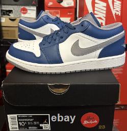 Nike Air Jordan 1 Low True Blue Grey White Shoes Men 553558-412 (GS) 553560-412