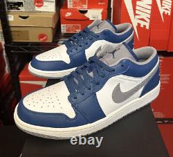 Nike Air Jordan 1 Low True Blue Grey White Shoes Men 553558-412 (GS) 553560-412