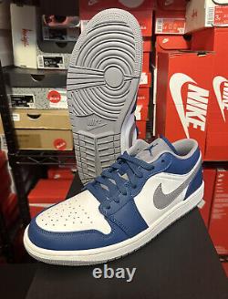 Nike Air Jordan 1 Low True Blue Grey White Shoes Men 553558-412 (GS) 553560-412