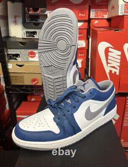 Nike Air Jordan 1 Low True Blue Grey White Shoes Men 553558-412 (GS) 553560-412