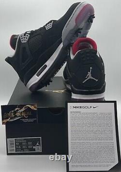 Nike Air Jordan 4 Retro Golf Bred Black Red Men's Size 10 CU9981-002 New in Box